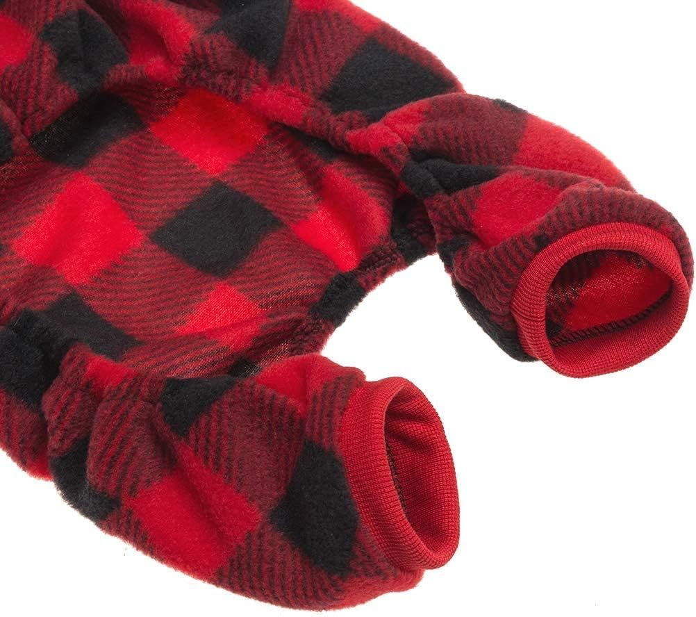 SCENEREAL Pet Pajamas for Dogs Red Plaid Sweaters Soft Clothes, XS - Image 4