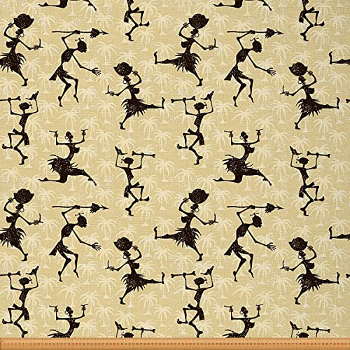 Tela de patrón africano de The Yard tradicional exótica africana temática de mujer africana tela de tapicería para sillas y proyectos de bricolaje, baile étnico, tela impermeable decorativa de 1 yard
