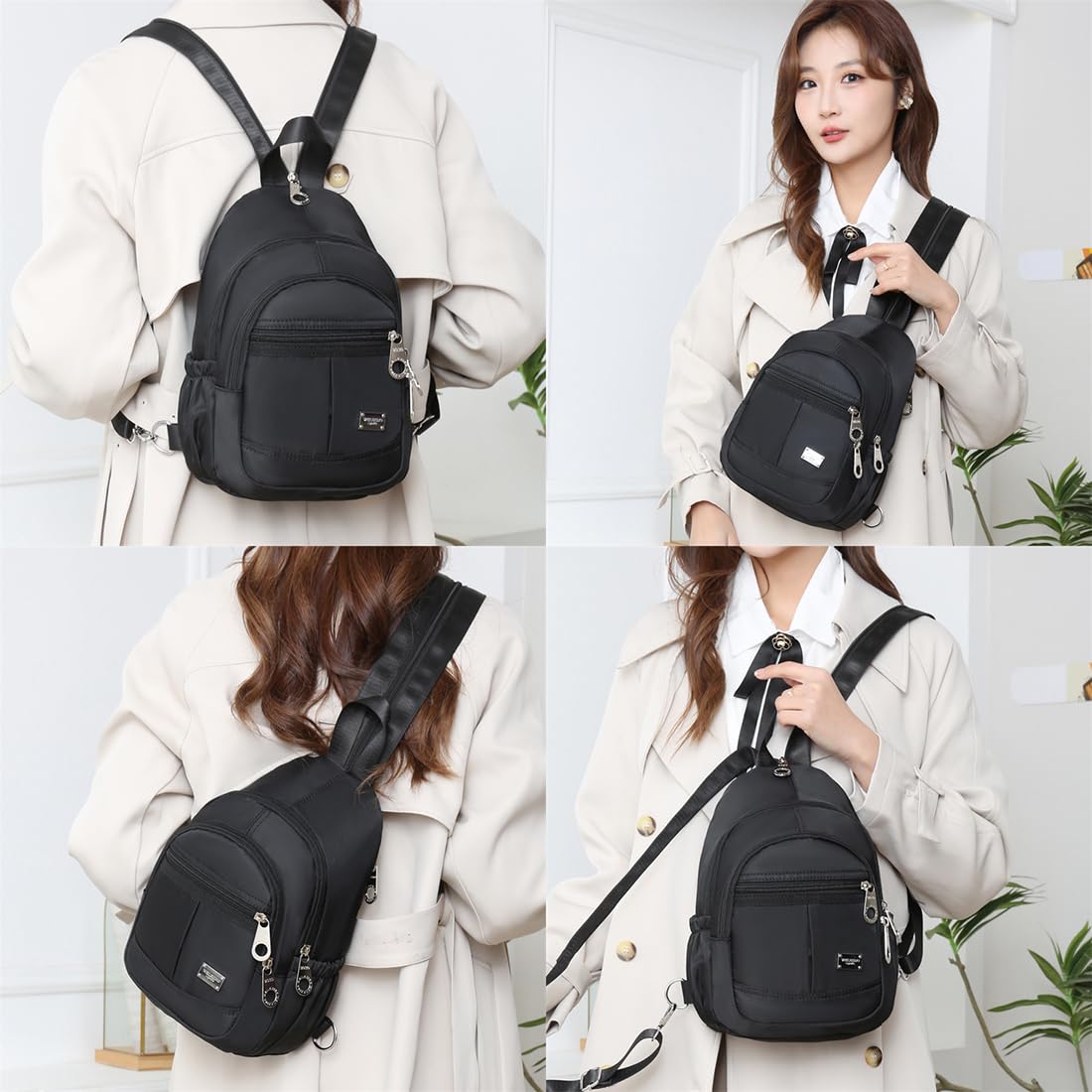 Sac à Dos Femme Petit Bandoulière Léger Multi-poches Mode D'épaule pour Voyage Loisir