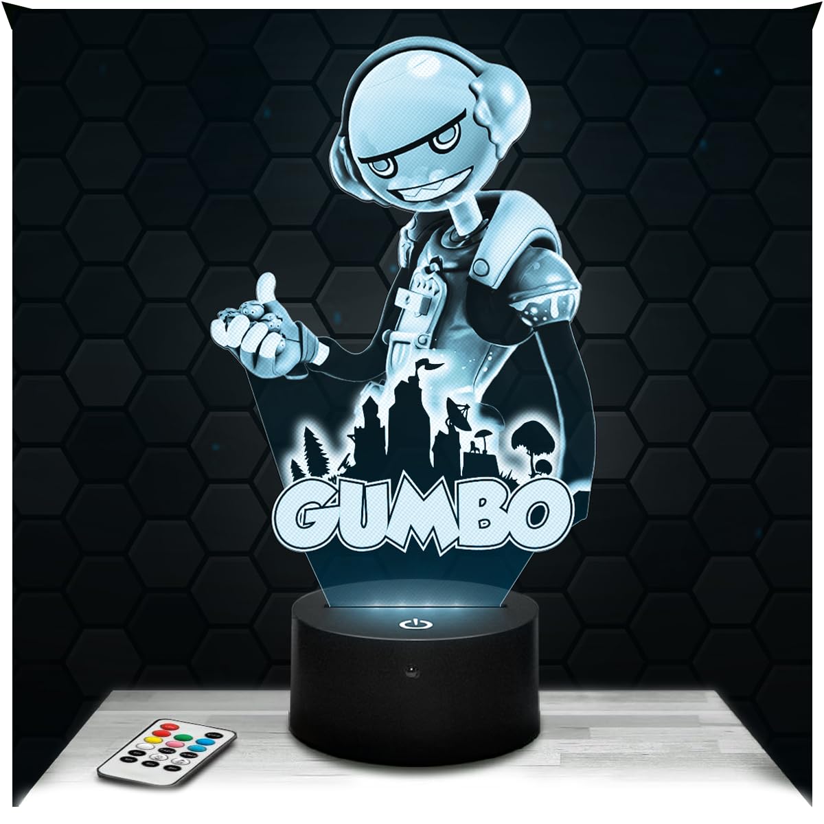 Lampephoto.fr - Gumbo F. 3D Lamp, Night Light 3D LED Illusion Lamp, Boy's Room Decoration Gaming Gamer Video Games, Gift idea for Boys, Night Light for Children's Bedroom, Gifts Merchandising