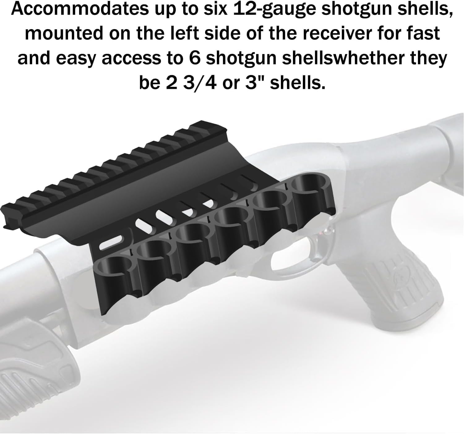 Gotical Side Saddle Shell Holder, 6-PC 12- GA, Universal Short - Long - Extended Pump Action, for Mossberg/Maverick 88 Series