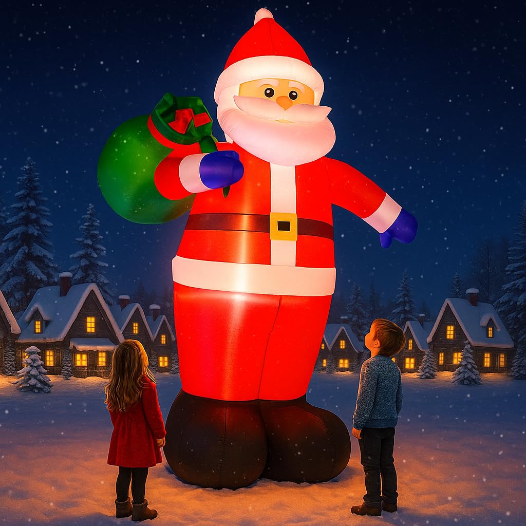 Babbo Natale gonfiabile, 240 cm, con luci a LED, 8 piedi, figura gigante, Babbo Natale gonfiabile, XXL, decorazione natalizia IP44, resistente alle intemperie, illuminazione per interni ed esterni