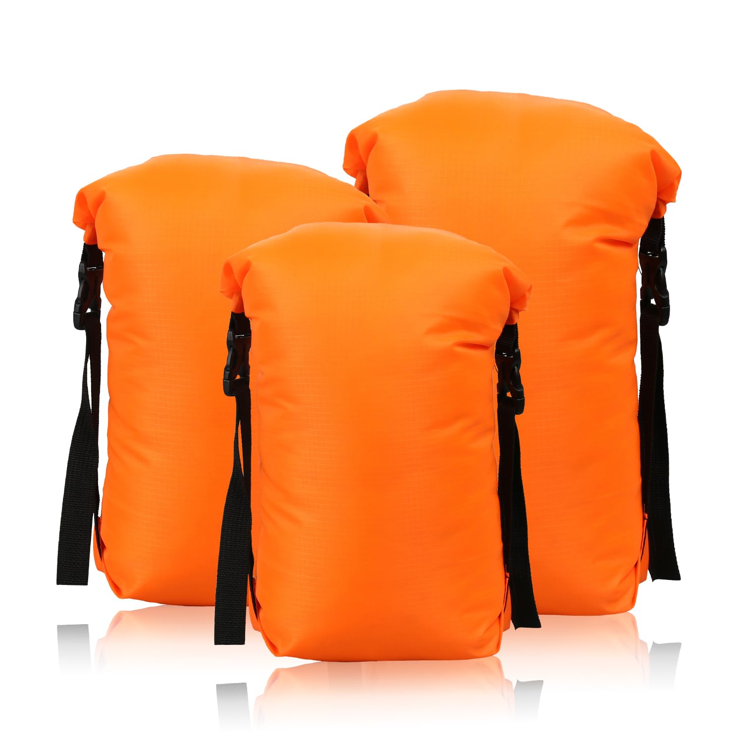 Hosifiy Compression Sack, 5/8/11L 210T Polyester Taffeta Compression Stuff Sack for Sleeping Bag, Camping, Outdoor, Hiking, Backpacking, Travel (Orange 3Pcs)
