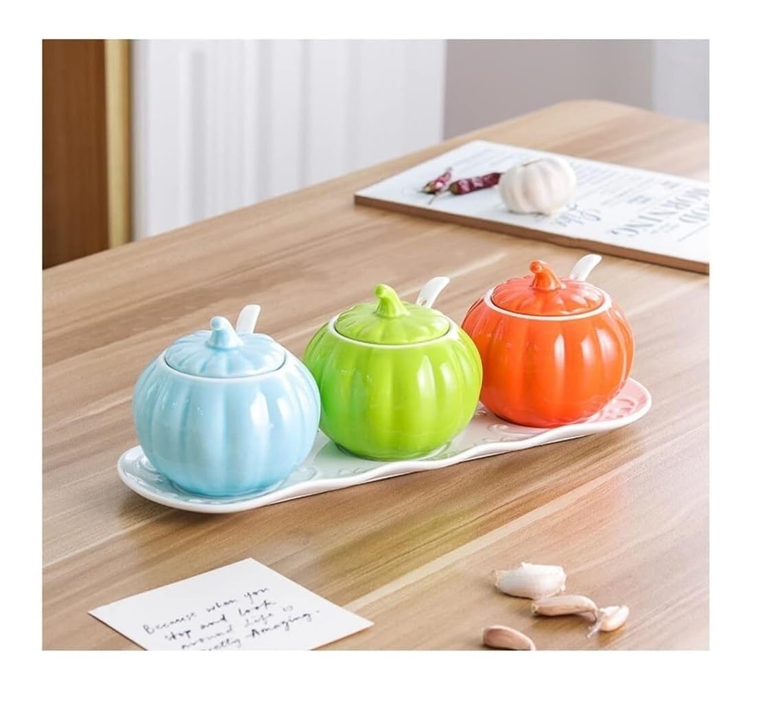 Pots à Épices Assaisonnement Box Set Ensemble De Bouteilles D'assaisonnement En Céramique Avec Plateau, Coffret D'assaisonnement, Combinaison De Pot D'assaisonnement Pour La Maison, Cuisine Pots à Sel
