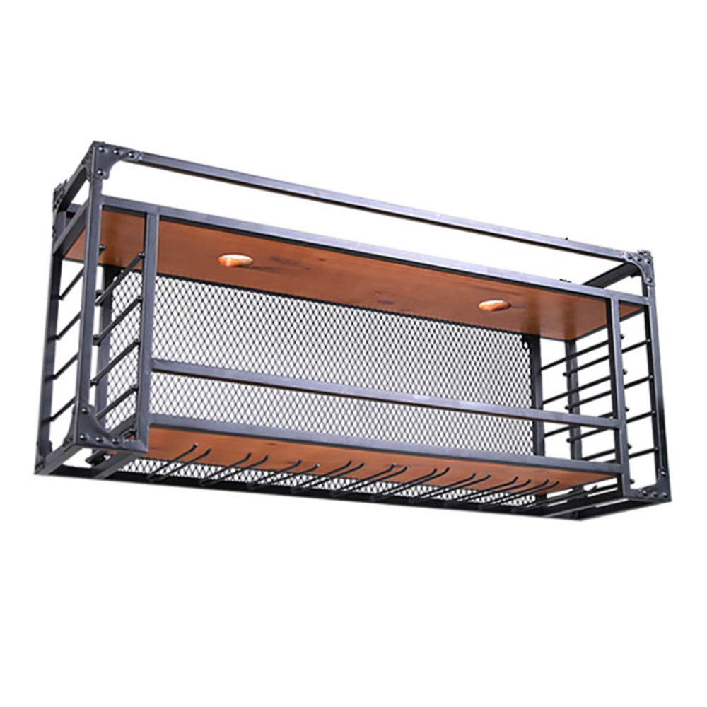 Botellero de vino de metal montado en la pared con soporte para 30 copas de vino y 10-25 botellas de vino para el hogar, cocina, bar, color negro, 80 x 55 x 30 cm
