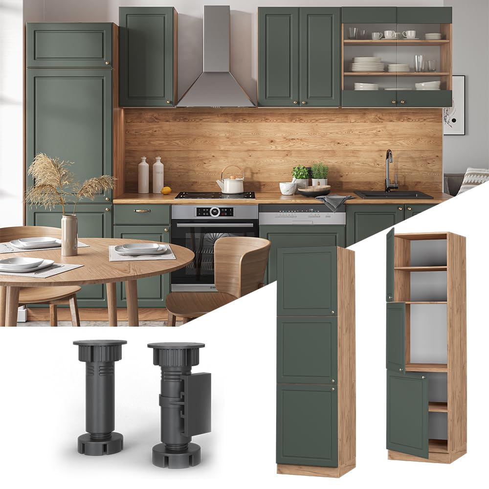 Vicco Herdumbauschrank Fame-Line, Grün-Gold Landhaus, 60 cm, zur Kombination mit weiteren Modulen der Fame-Line Serie