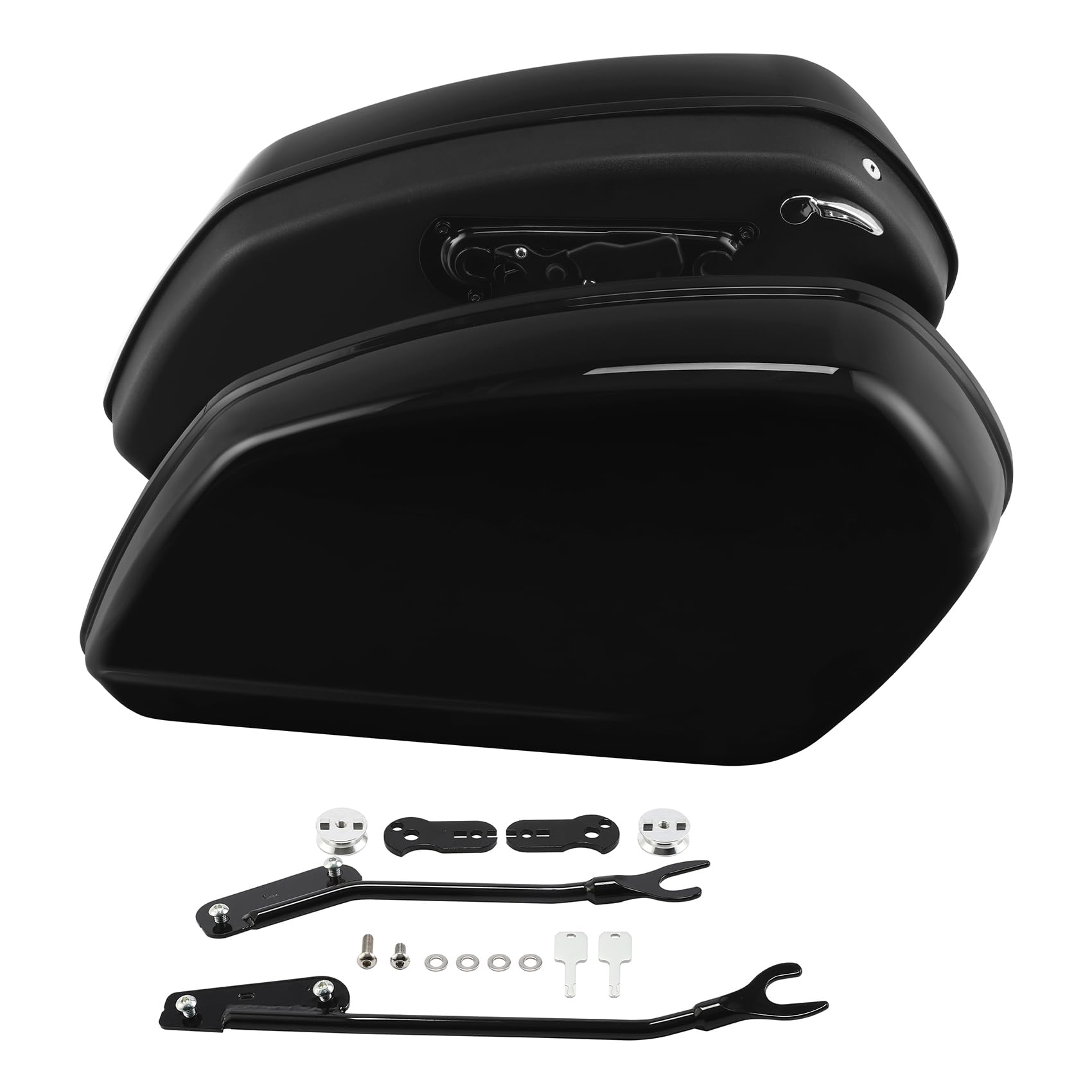 TCT-MOTORPARTS Gloss Black Hard Saddlebag Saddle Bags Fit For Harley Sport Glide FLSB 107 2018 2019 2020 2021 2022 2023 2024