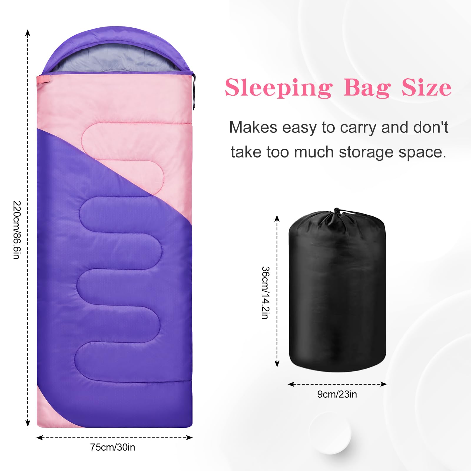 Yarmiene Sacco a Pelo-Sacco a Pelo 4 Stagioni-Adulti e Bambini, Sacco a pelo Compatto Ultraleggero per Campeggio ed Escursionismo,Sacco a Pelo da Campeggio Rettangolare Portatile