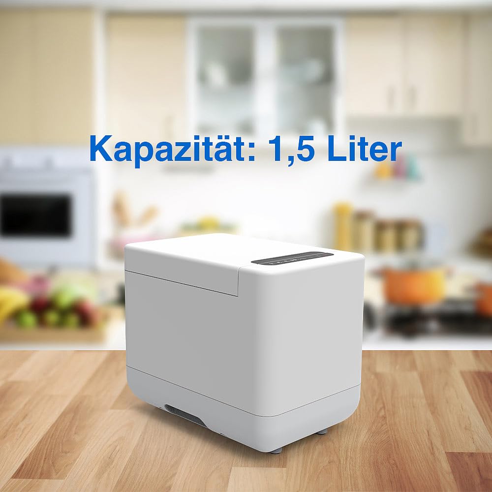 Rosenstein & Söhne Komposter: Elektrischer Kompostierer mit LCD-Display, 1,5 Liter, 350 W, Autoclean (Küchenkomposter elektrisch, Elektro Komposter, Geruch)