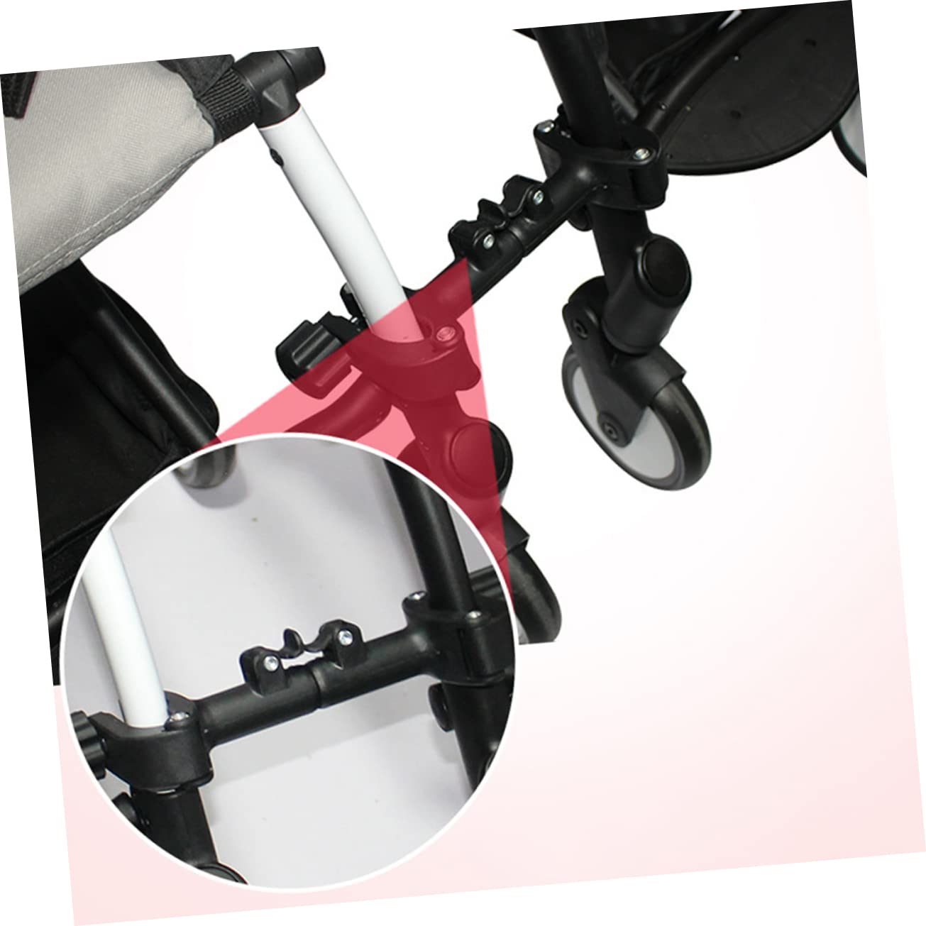 Conector Ajustable de Hierro y Plástico en Negro, Accesorio Desmontable para Conectar Dos Sillas de Paseo para Cochecito Gemelo de Ñiño en Parque o Salida
