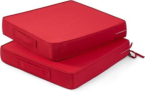 Cojines para sillas de exterior de 20 x 20 x 3 pulgadas, doble ribete con asa de transporte, cojines para muebles de patio, cojines impermeables con