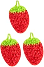 OKUMEYR 3 pçs panos de prato suecos toalha de limpeza toalhas suecas esponjas de prato divertidas esponjas de limpeza esponjas de limpeza toalhas de poliéster toalha de prato vermelha em forma de morango toalhas de lavar casa