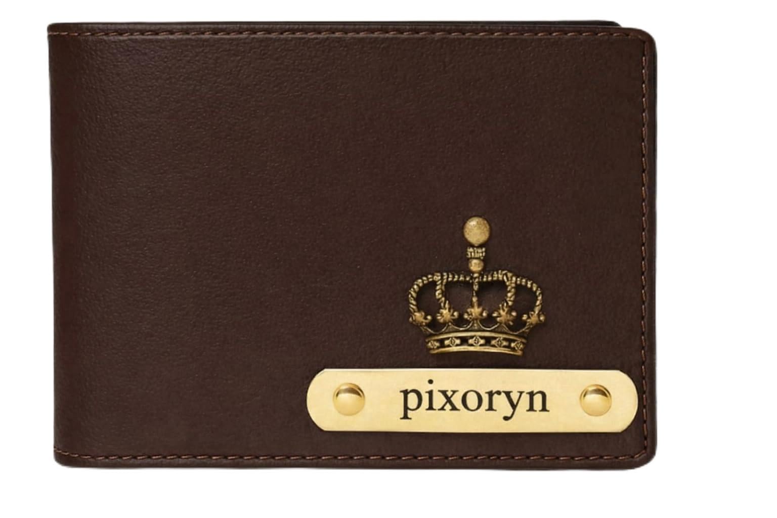 - Men's Vegan Leather Personalized Customised Print Wallet with Customized Name and Your Chosen Charm| Customizable with Name & Charm | Birthday Gift for Him (Imported Wallet), Brown
