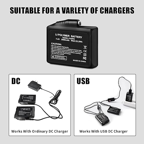 Miniatura 6 de Baterías recargables de polímero de litio de 7.4 V 3000 mAh para guantes calentados con batería, 2 baterías de polímero de litio para calcetines