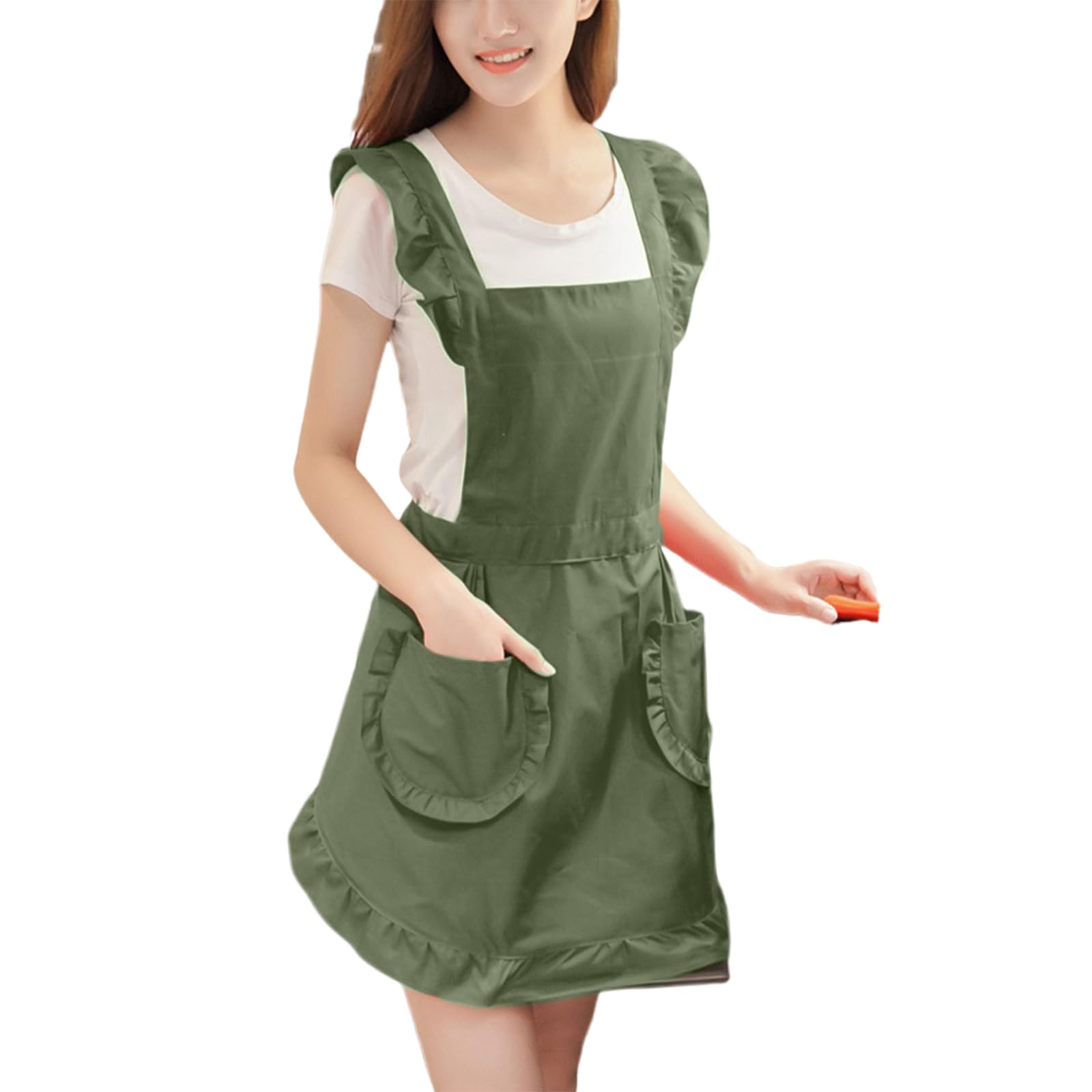 GDHKDDFL Baking aprons, Vintage Pinafore Apron for Women with Pockets Cute Chef Aprons for Kitchen Cooking Gardening Green(Green)