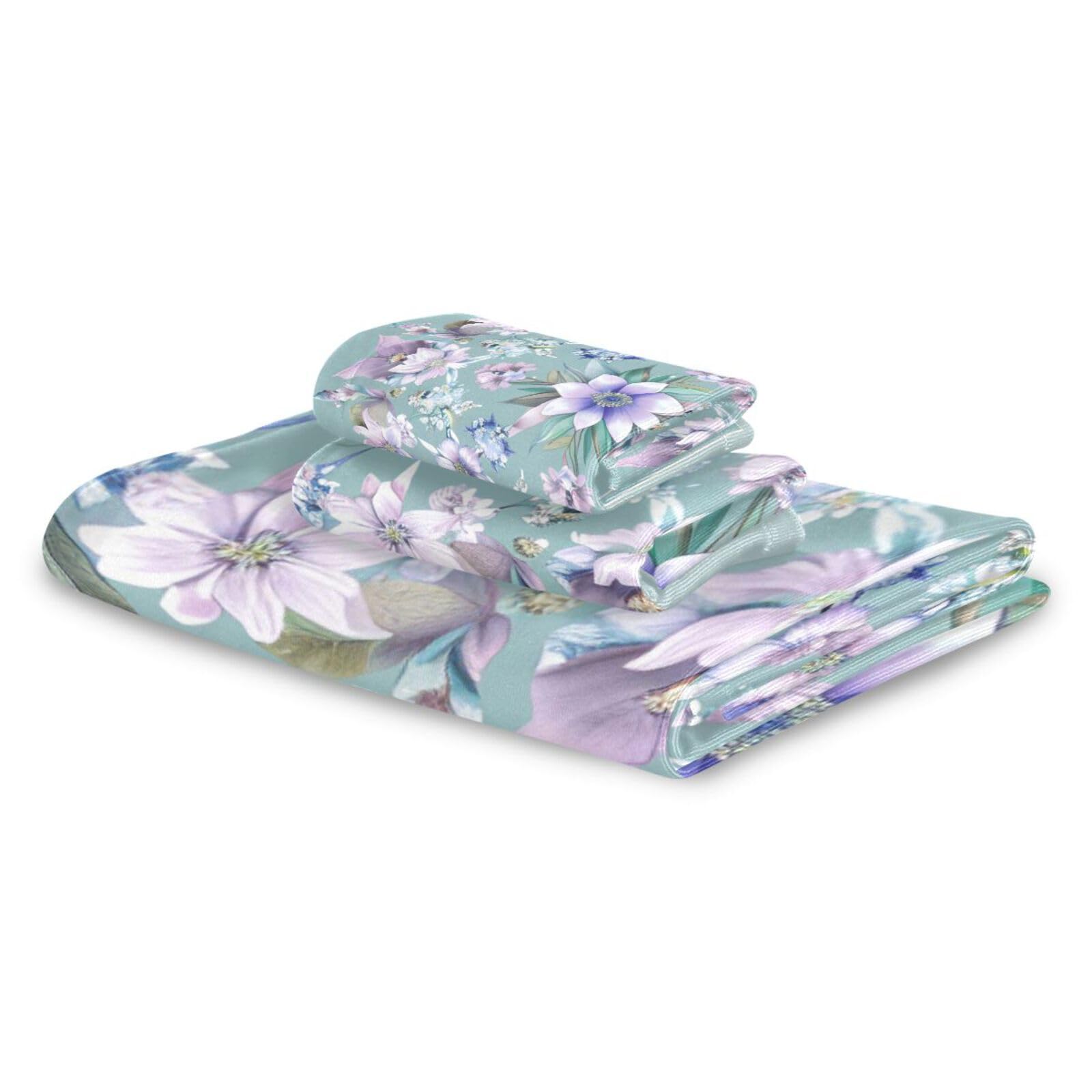 Foget Me Not Flower - Set di 3 asciugamani per il viso ad asciugatura rapida, 1 asciugamano da bagno, 1 asciugamano per le mani, 1 panno per yoga, bagno e cucina