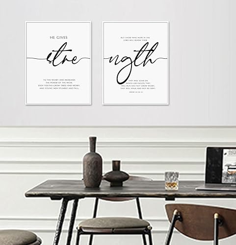 Miniatura 4 de Strength Scripture Print, Isaiah 40:29-31, Bible Verse Wall Art, Modern Christian Decor, Bilbe Quote Wall Decor, Office Wall Art, Home Decor, Set of