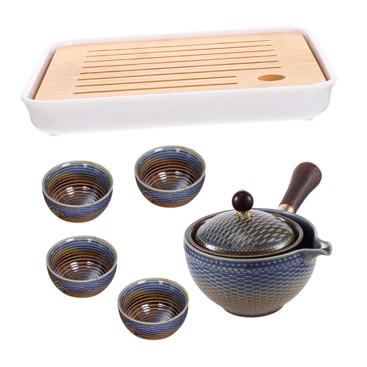 Juego de té de cerámica portátil de diseño refinado con estuche acolchado de alta protección