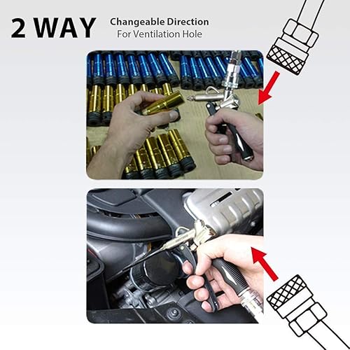 Miniatura 8 de FIRSTINFO - Pistola de aire de 2 vías con flujo de aire ajustable y boquilla extendida, boquilla extra corta y boquilla de punta pequeña de 5 piezas