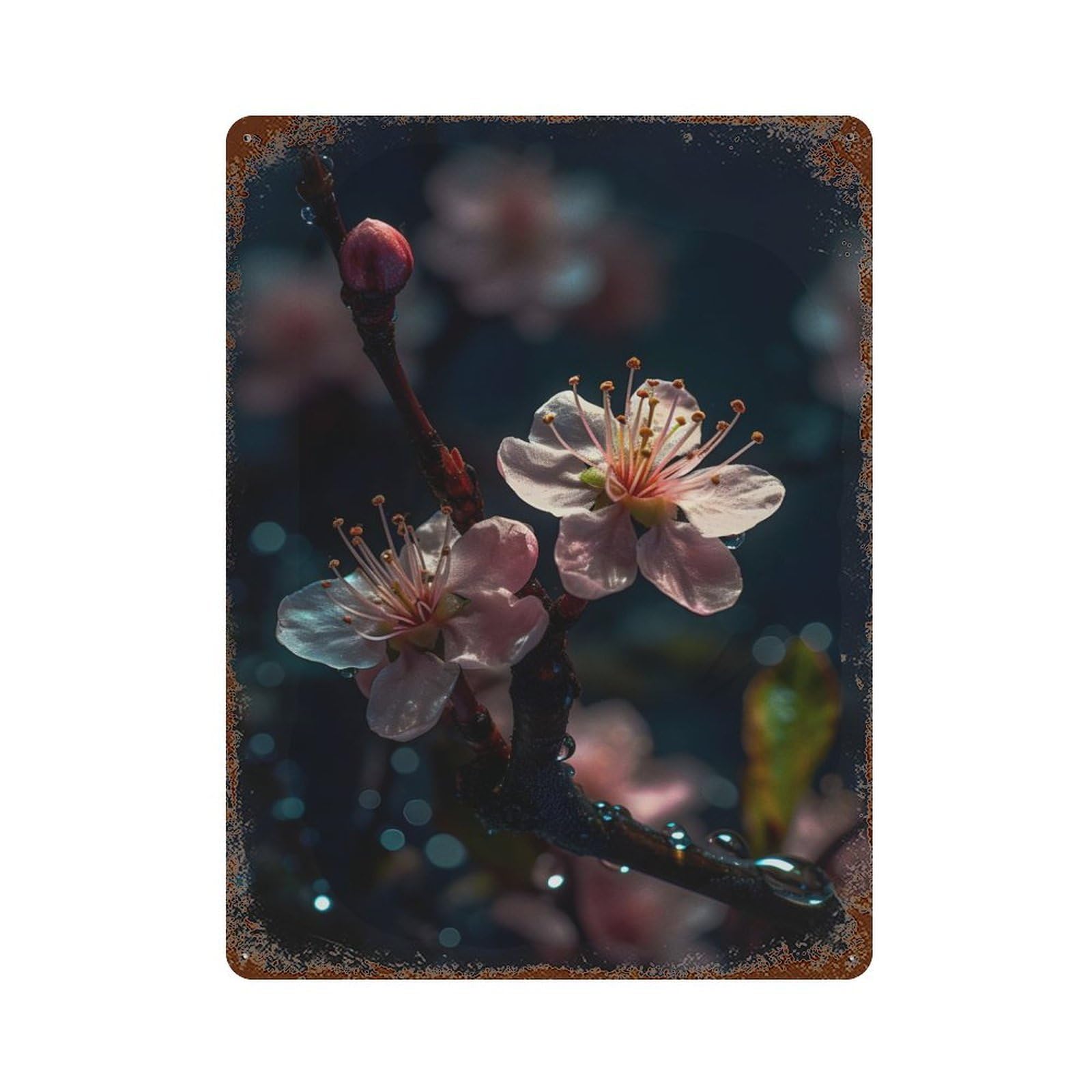 Plum Blossom Decorative Tin Sign 15.7"x11.8", Retro Wall Decor for Living Room, Hallway And Home Decor