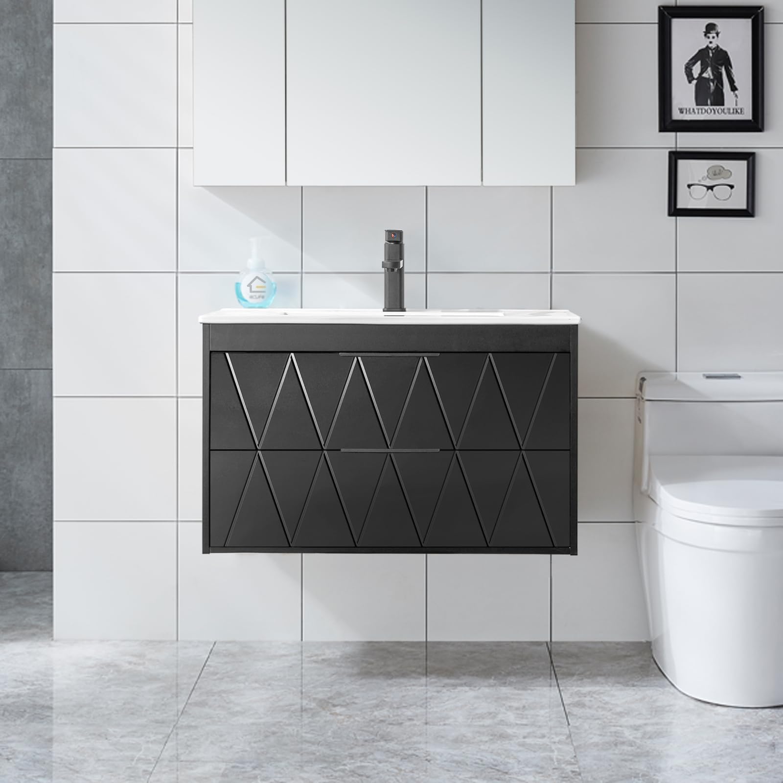 Amazon.com: 30" Bathroom Vanity Cabinet with Sink Combo, Wall Mounted ...