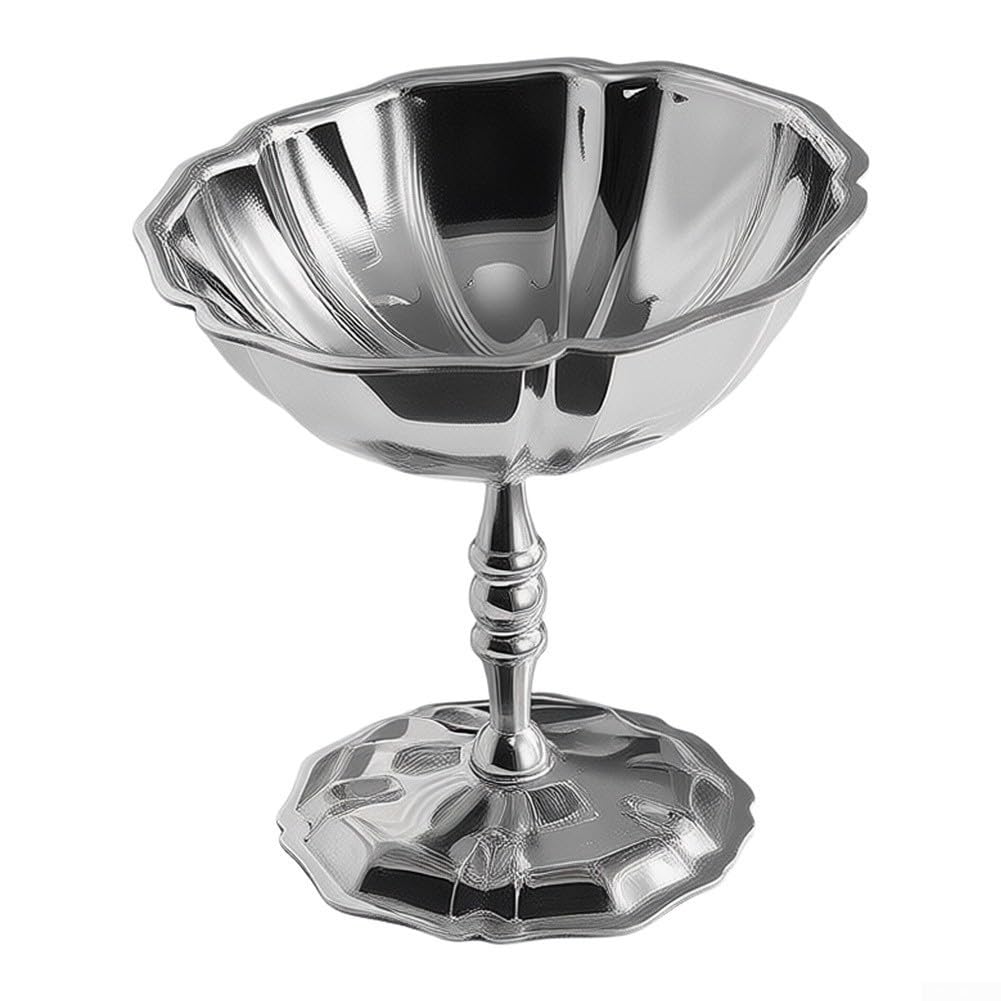 Juego de 4 vasos para helado de acero inoxidable, color plateado