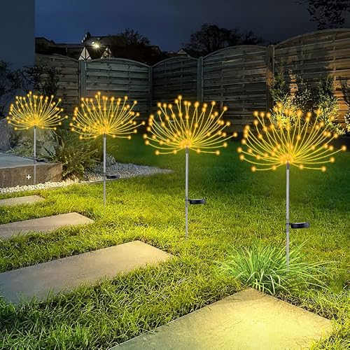 Lampe solaire de feu d'artifice 40 fils de cuivre flexibles blanc chaud