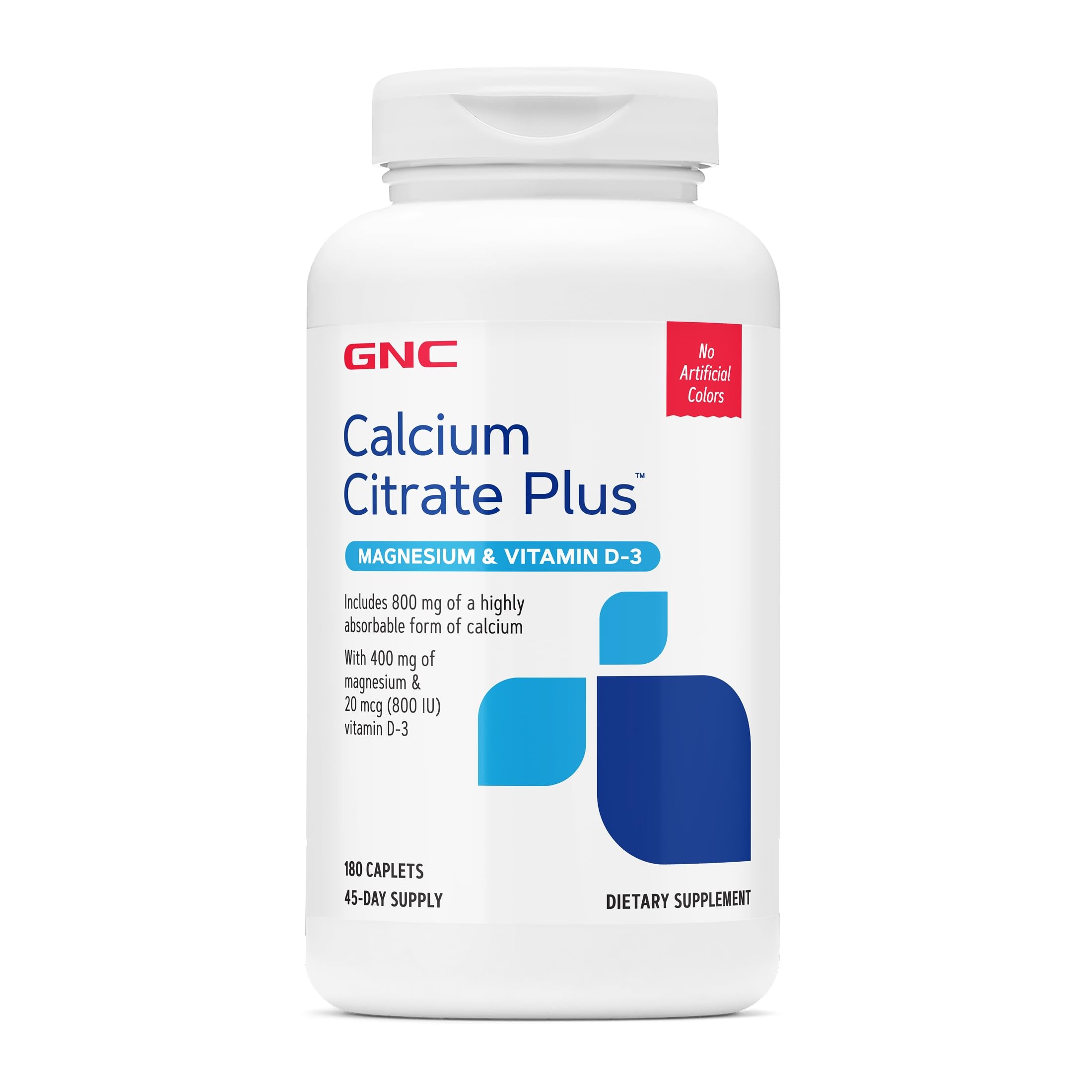 GNC Calcium Citrate Plus 800mg, 180 Caplets, 45 Servings