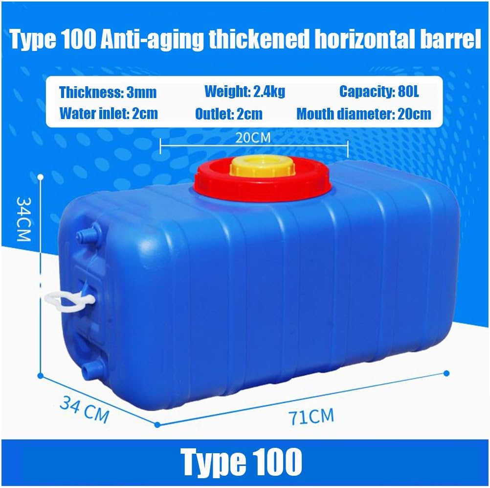 Water Tank Portable Camping Water Carrier 80L Household Water Storage Tank Plastic Outer Tank Barrels Thick Blue Rectangle Outdoor Bulk Water Reservoir Drop-Resistant Plastic Water Tanks