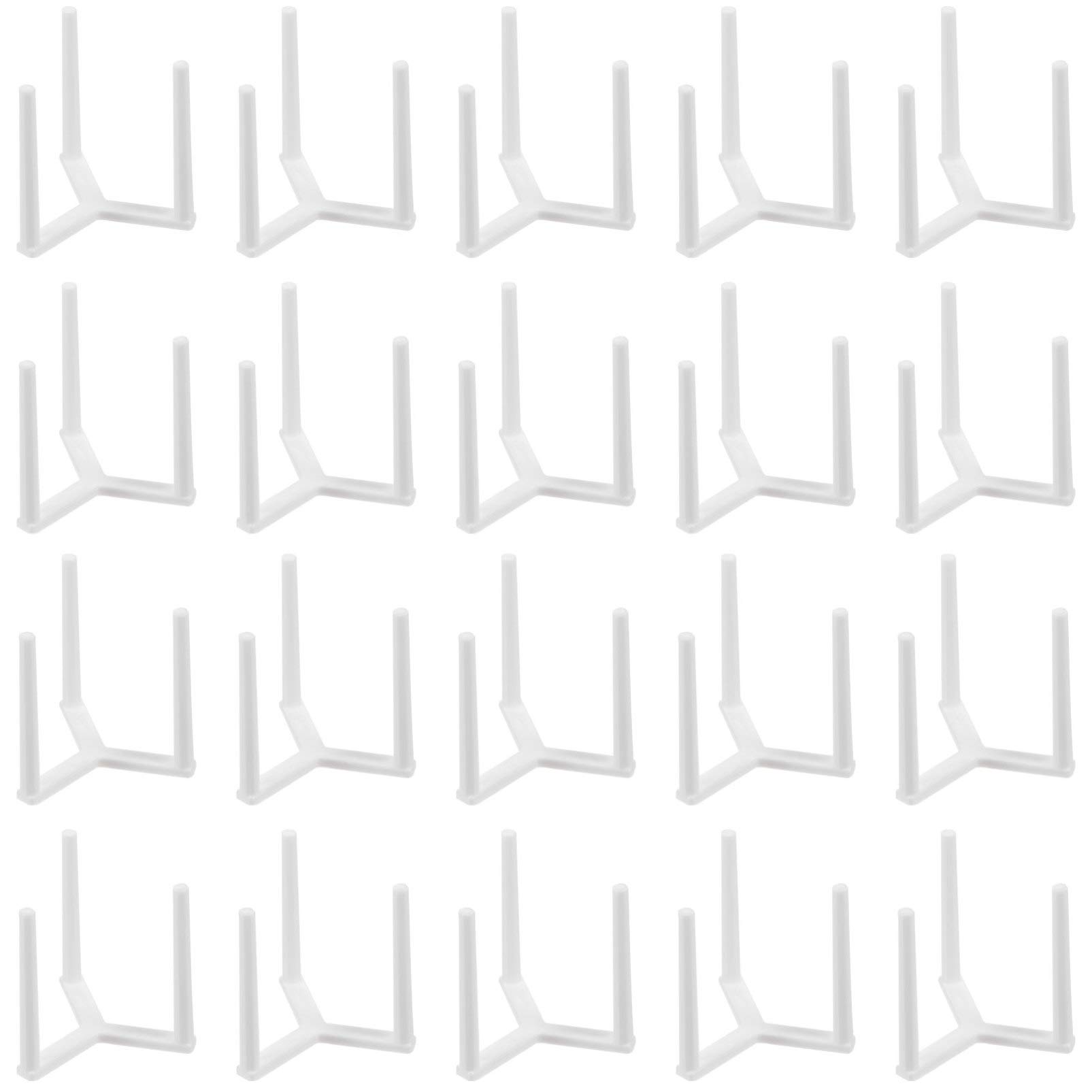 BESTonZON Desktop Stand 100 Pack Stand, Plastic Tripod Stack for Restaurant Container, Catering boxes and Food Take , White Pizza Container