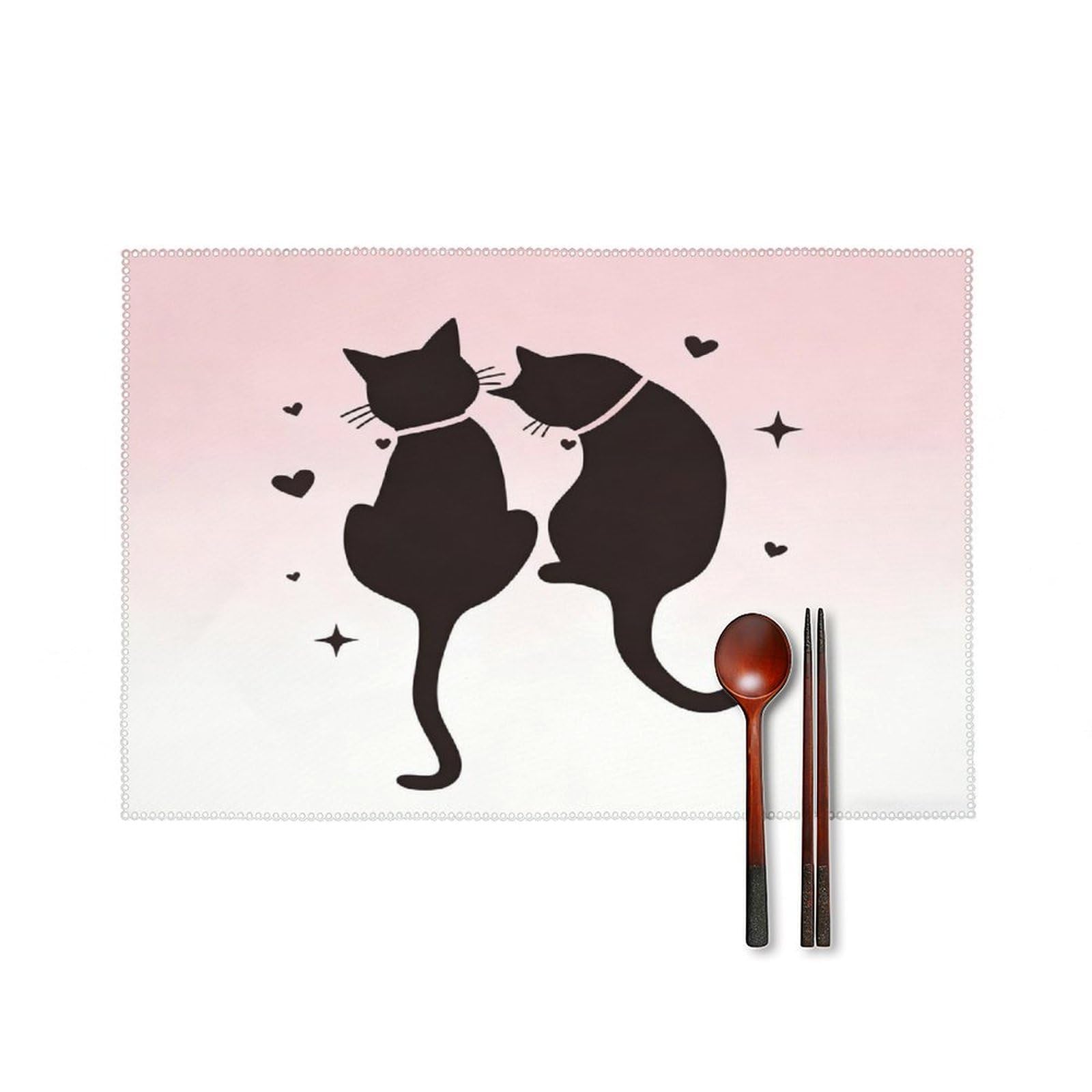 Fekiloot Style Love Cat Placemats Set Of 6,Table Mat