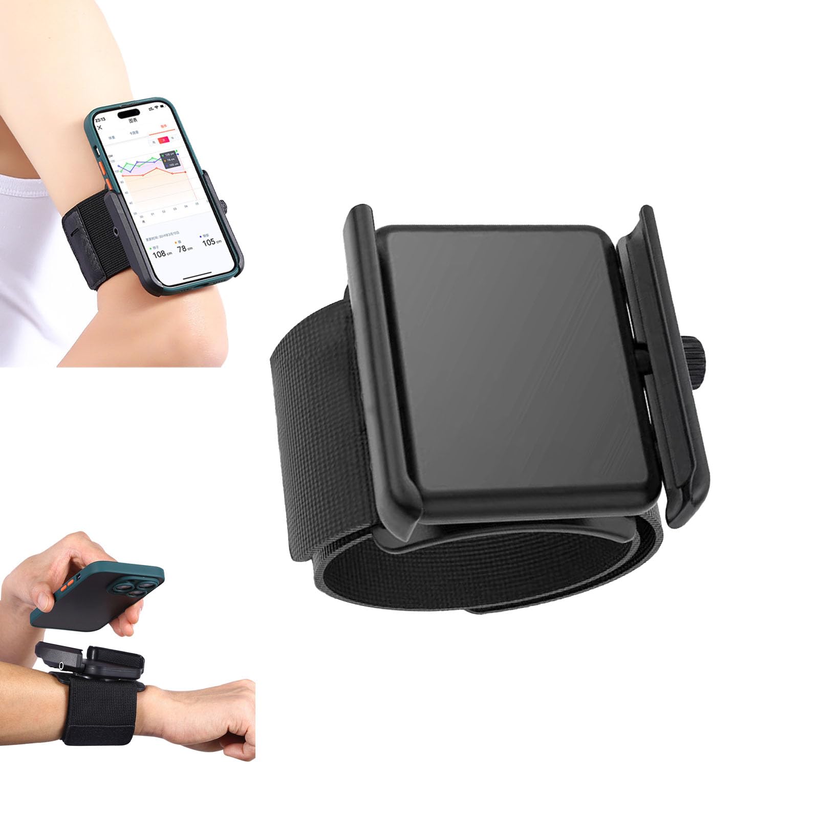 Wristband Phone Holder, 360° Rotation & Detachable Sports Armband Cell Holders, Hands-Free Phone Accessories for Selfies Videos Live Broadcast Hiking Biking Walking