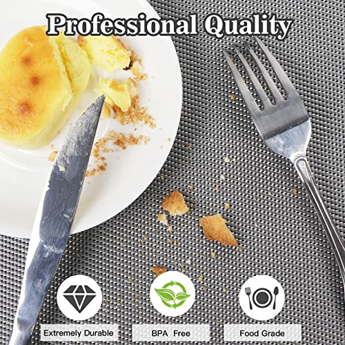 Yeaberr Place Mats,Set Of 8 Washable Non-Slip Heatproof Woven Placemats For Kitchen Dining Indoor/Outdoor Table, Vinyl Place Mat With Anti-Skid Stain Pvc, Easy To Clean, Silver #TOP3