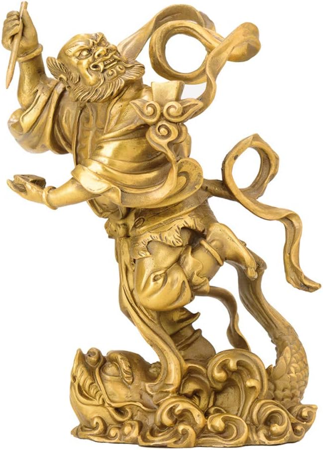 Pure Copper Kuixing Statue, Lucky Decorations, Study Desktop Collection, Home Decoration Sculpture, Symbol Of Wealth And Longevity, Perfect Business Gift (12 X 10 X 19 Cm)