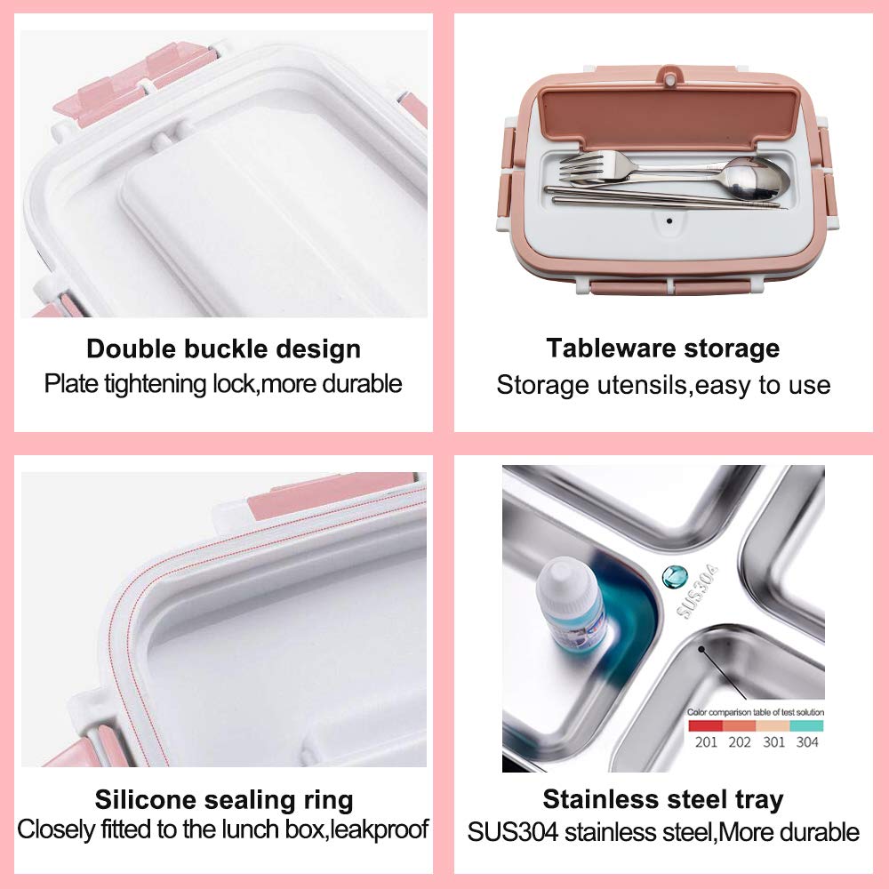 Besthls Bento Box, Lunch Box 4 Compartment 304 Stainless Steel Lunch