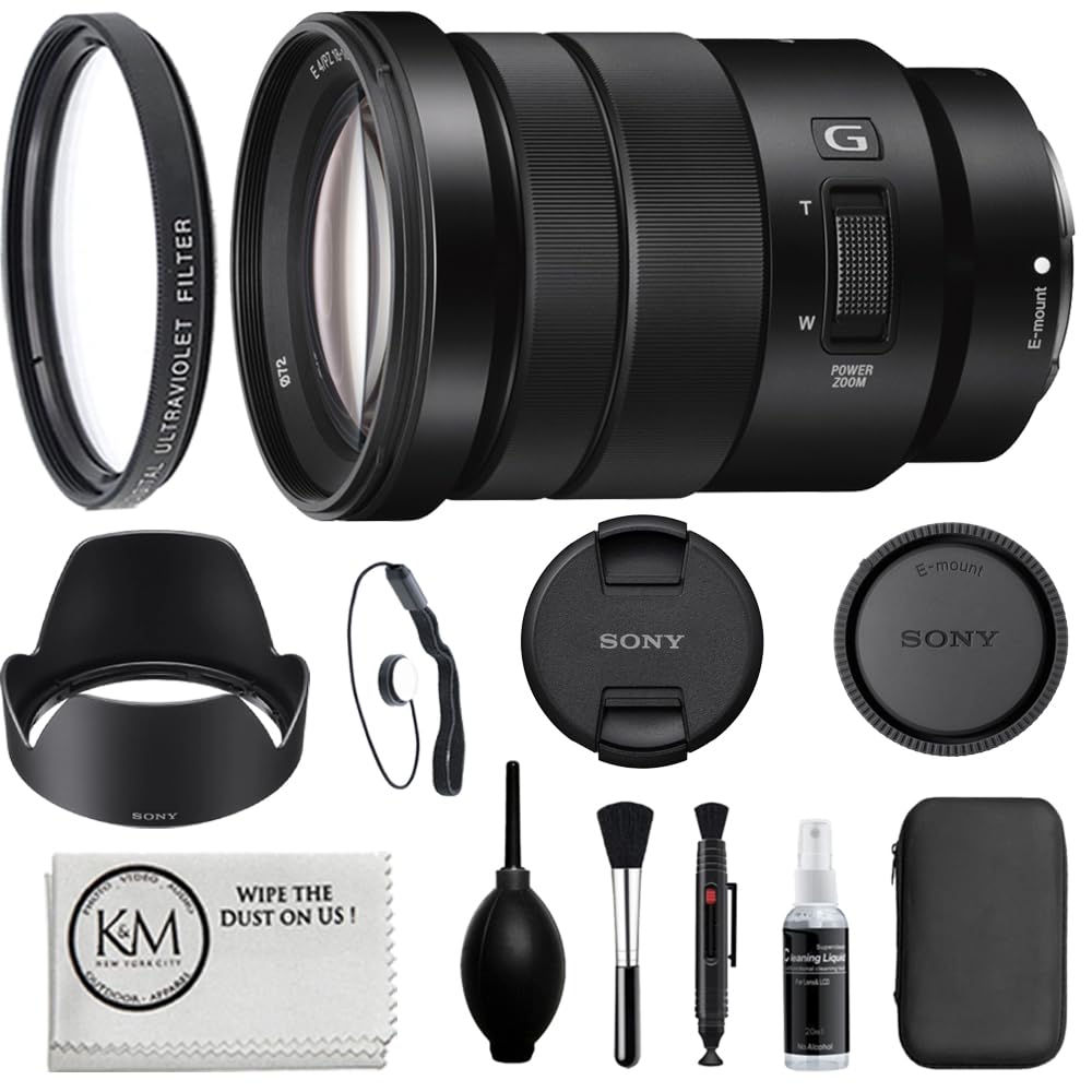 Sony E PZ 18-105mm f/4 G OSS Power Zoom Lens Bundled with 72mm UV Filter + Deluxe Cleaning Accessory Kit+ Cap Keeper + Microfiber Cloth Cloth (6 Items