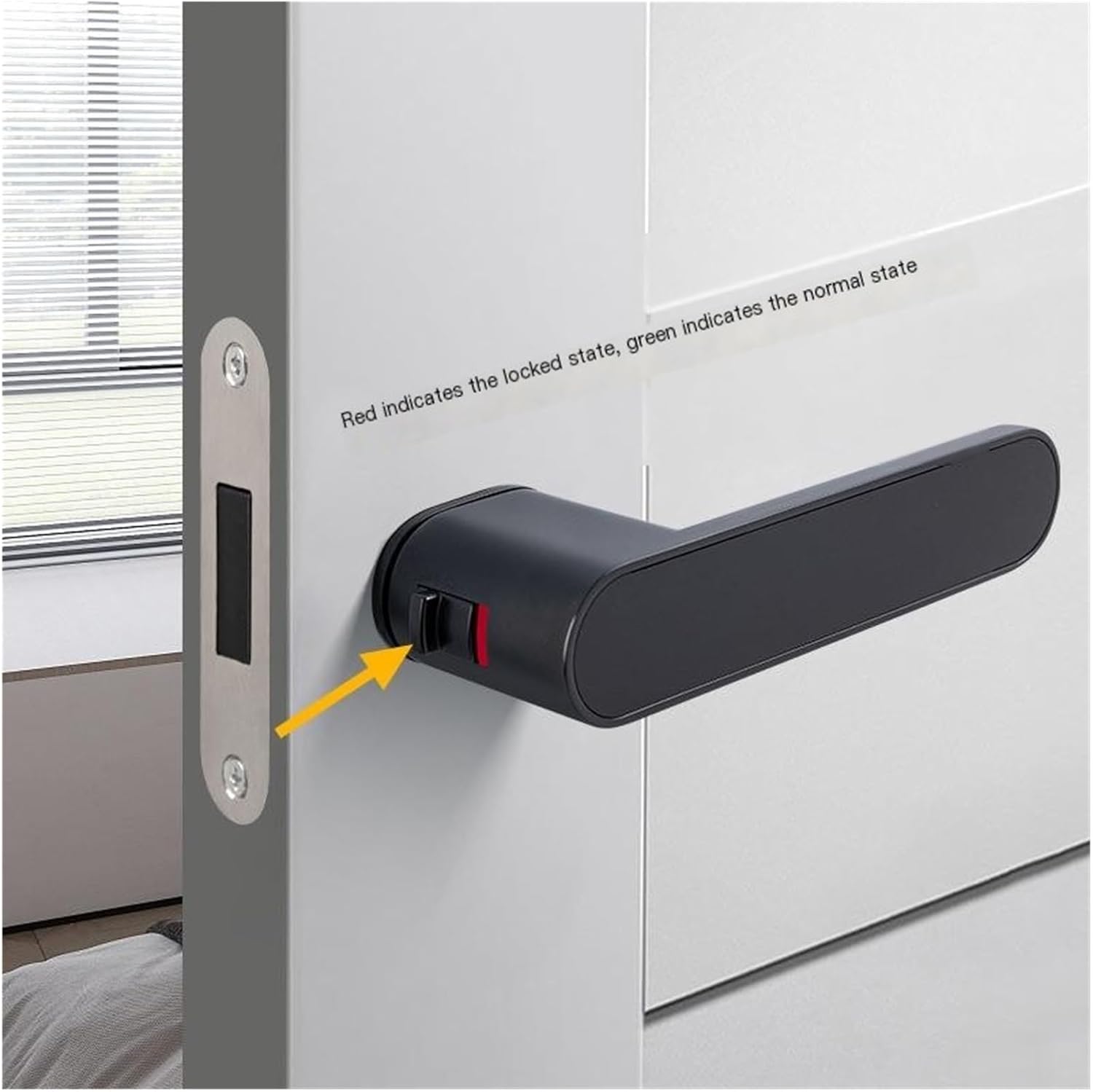 Simple Door Lock Italian one-Word Wooden Door Invisible Room Door Lock Minimalist Silent Magnetic Door Handle keyless(White)