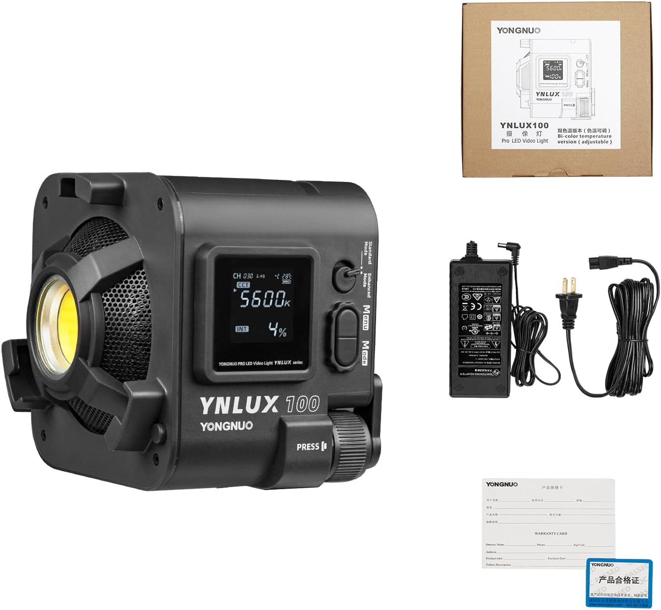 YONGNUOYNLUX100 LED Video Light with Bowen Stand and Floodlight, Continuous LED Lighting 3200-5600K Bi-Color, CRI95+, 12188Lux@1M, 2.4G Wireless Remote Control for Weddings, YouTube Videos
