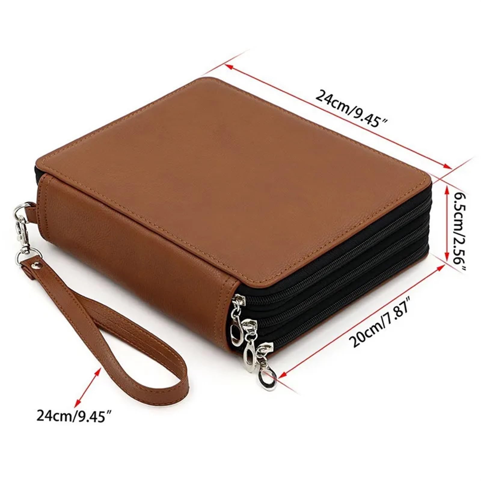 Astuccio Grande Astuccio colorato da 120 slot Borsa di grande capacità | Portatile con cerniera in pelle PU con tracolla(Rose red)
