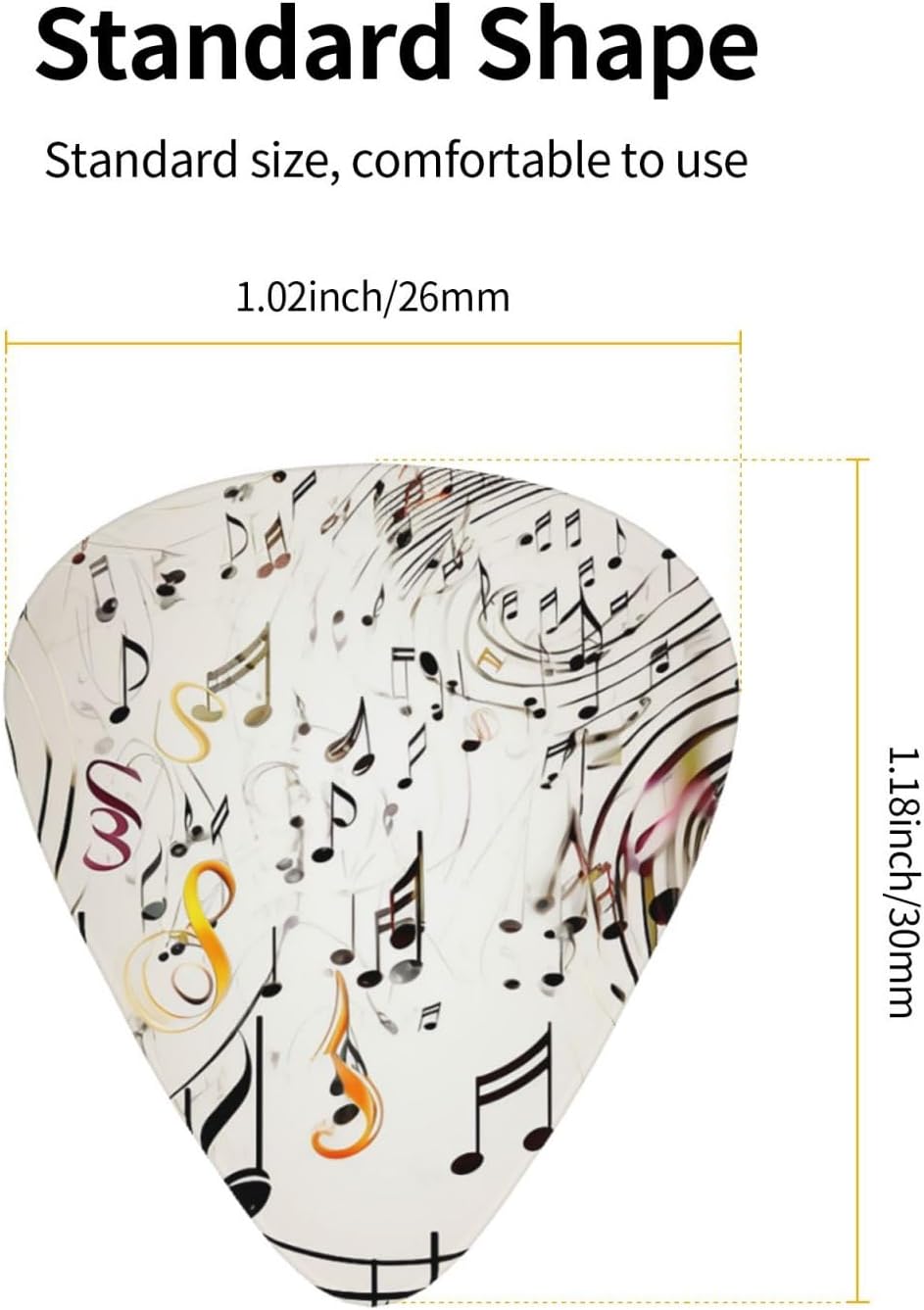 60 Pcs Guitar Picks Bulk 3 Different Thickness Personalized Guitar Plectrums With Storage Box Music Notes Print Guitar Accessories For Bass Electric Guitar Acoustic Guitar Lovers image 4