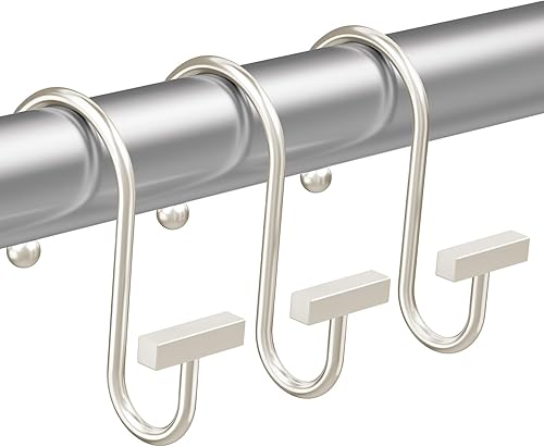 Miniatura 8 de Ganchos para cortina de ducha, anillos negros para cortina de ducha, a prueba de óxido, 12 ganchos de ducha para cortina de ducha, diseño de barra