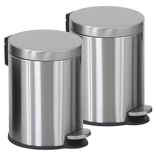 NChanmar Basurero de baño con tapa, mini bote de basura redondo de 6 litros1.6 galones, bote de basura portátil con pedal para cocina, oficina,
