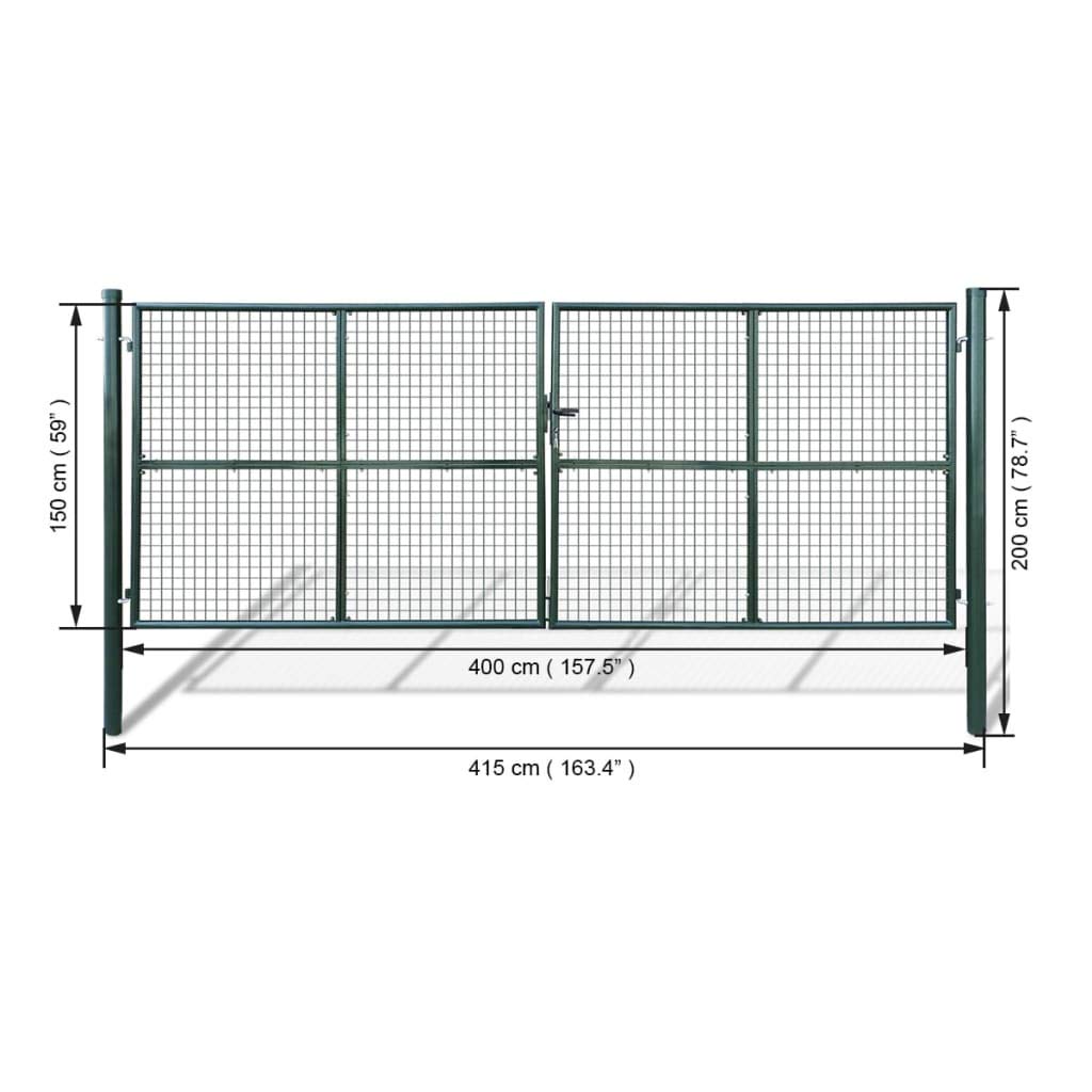 vidaXL Cancello da Giardino in Rete 400x150 cm