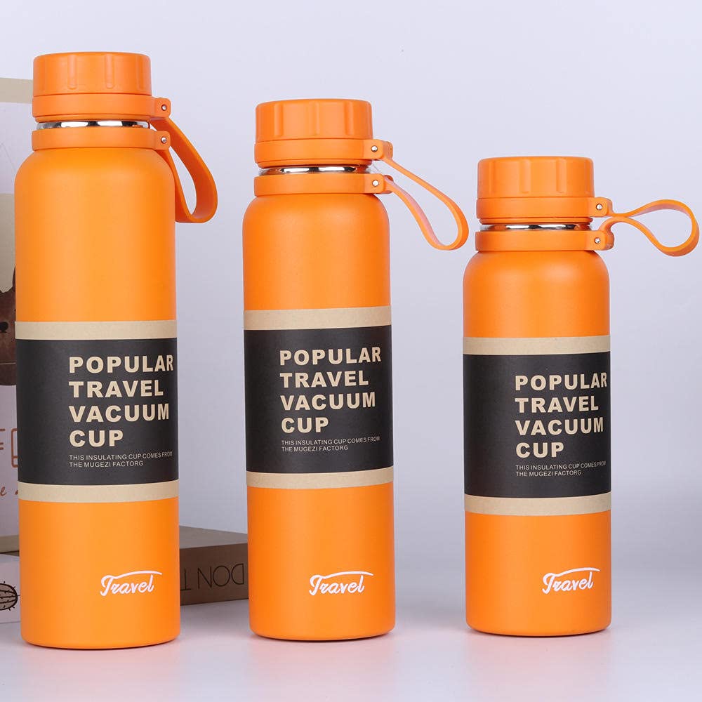 MLLM Edelstahl Trinkflasche Vakuum Isolierflasche,Outdoor-Sportkessel, Auto-Thermoskanne mit großem Fassungsvermögen-Orange_650ml,Doppelwandisolierung Vakuum-Isolierte Thermoflasche