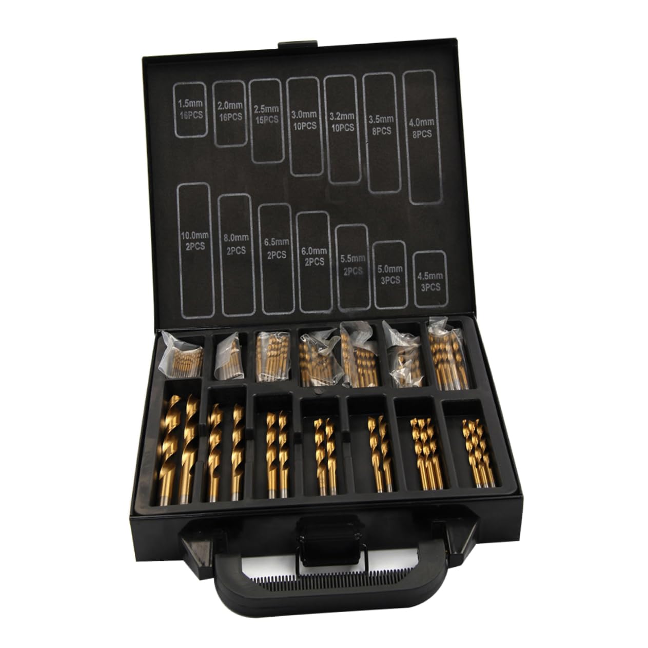 Veemoon Set Di Punte Da Trapano Con 99 Punte Da Trapano Rivestite in Titanio Da 1 5 Mm A 10 Mm Per Metallo Plastica Rame E Legno