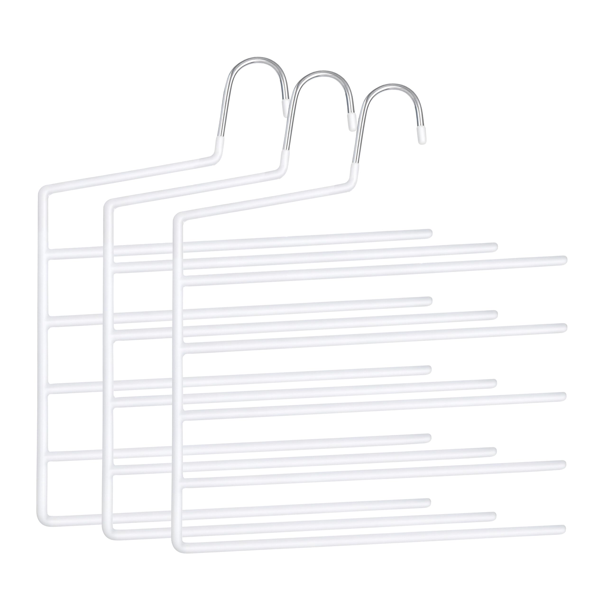 Relaxdays Multiple Trouser Hangers, Set of 3, 5 Hooks, Non-Slip, Space-Saving, HxW: 35 x 32 cm, Trouser Hangers, White