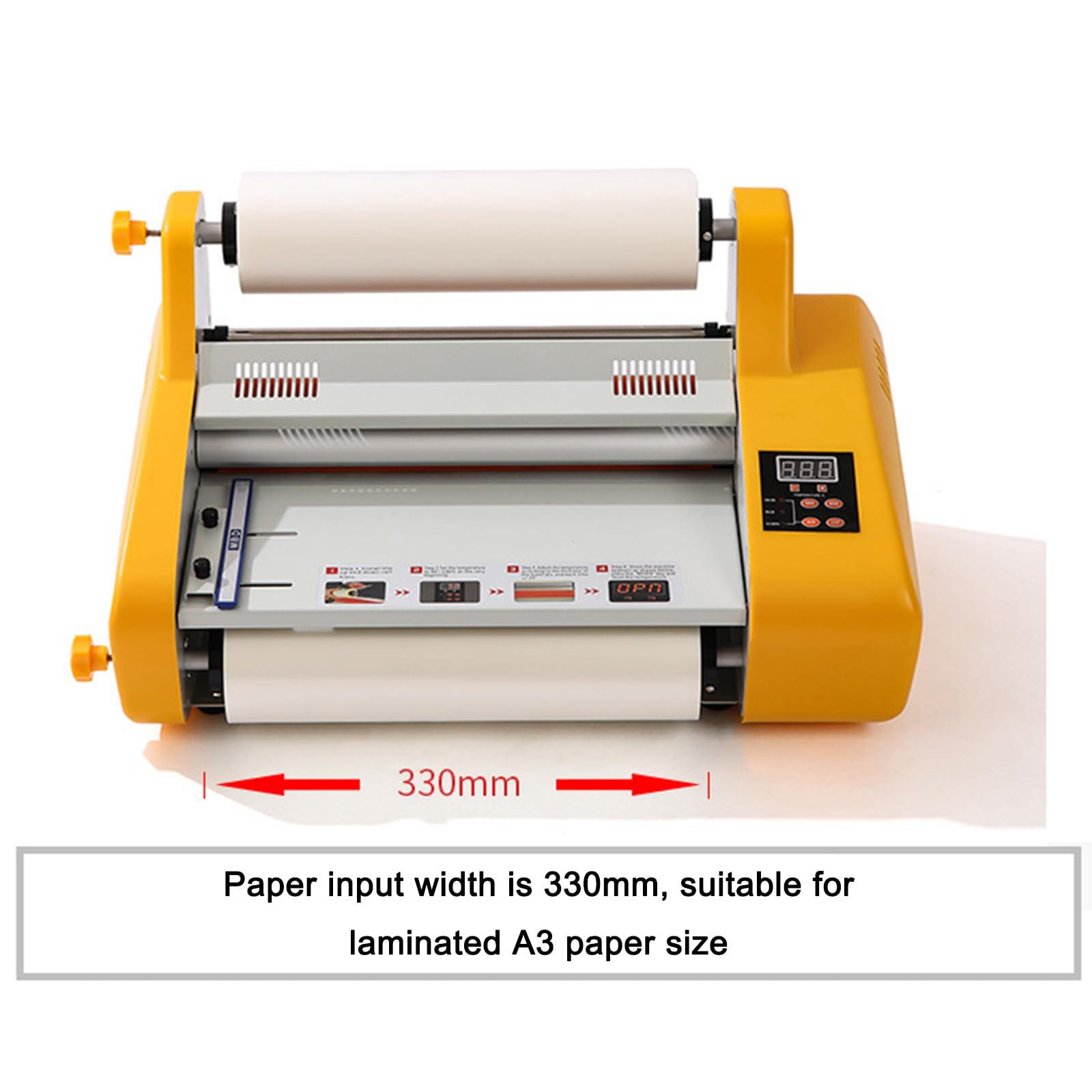 13-calowy laminator na gorąco i na zimno, jednostronna, dwustronna maszyna do laminowania, z 4 rolkami, maksymalna temperatura 150 ℃, do dokumentów, zdjęć, kart