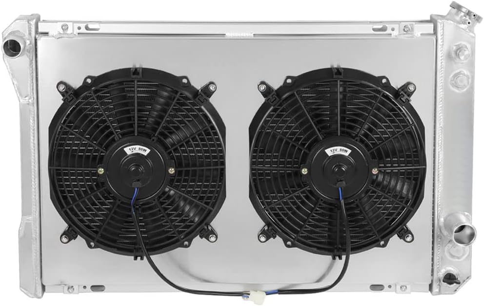 3-Row Aluminum Core Cooling Radiator w/Fan Shroud Compatible with 82-92 Chevy Camaro/Pontiac Firebird MT