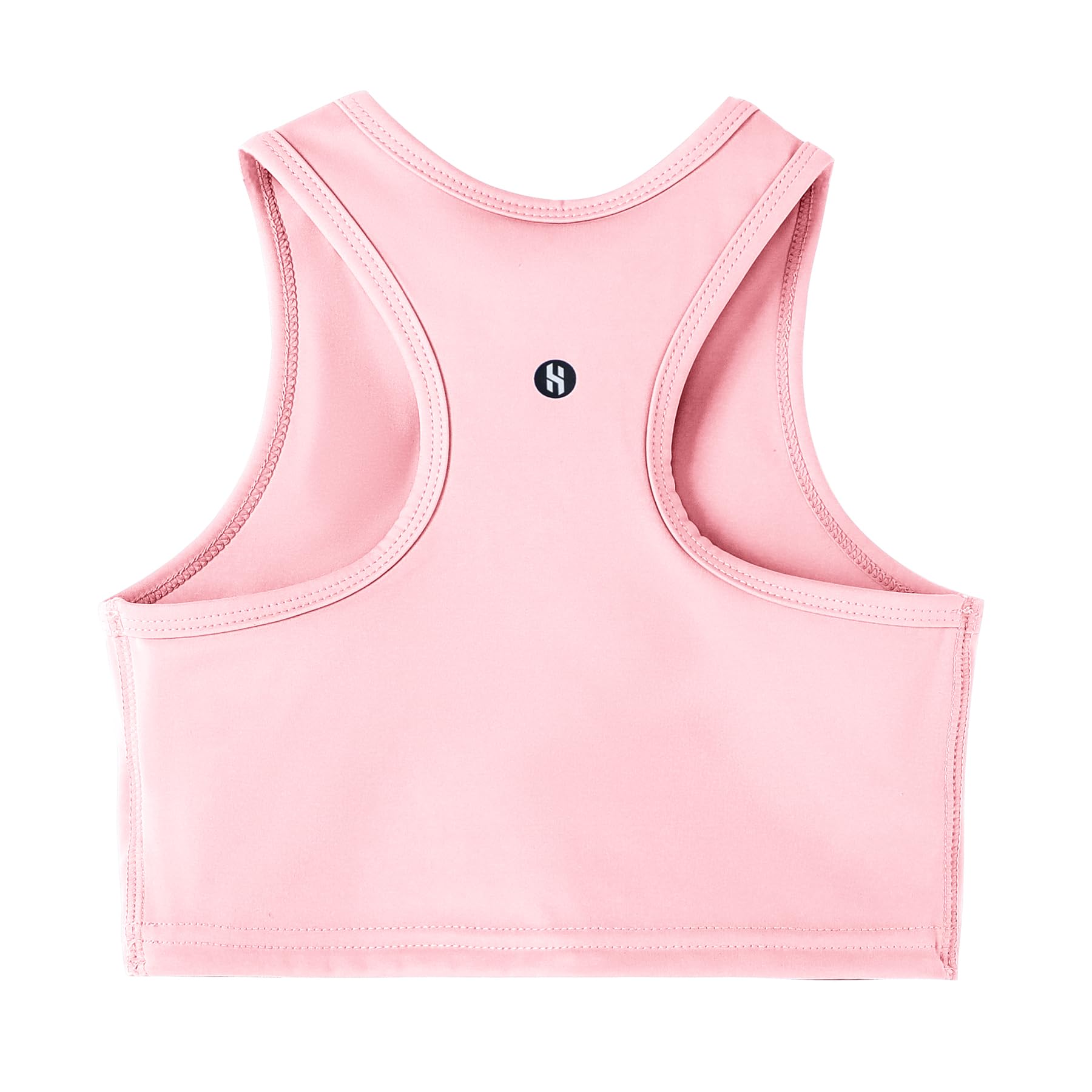 Girls Sports Bra Racerback Crop Tank Top for Kids High Neck Sleeveless Athletic Dance Top Teen 3-12Y