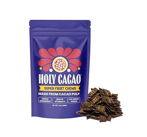 Holy Cacao Masticables de fruta de cacao deshidratado, original, bolsas de 2 onzas (paquete de 2)  Bocadillo de superfrutas reciclado, un solo